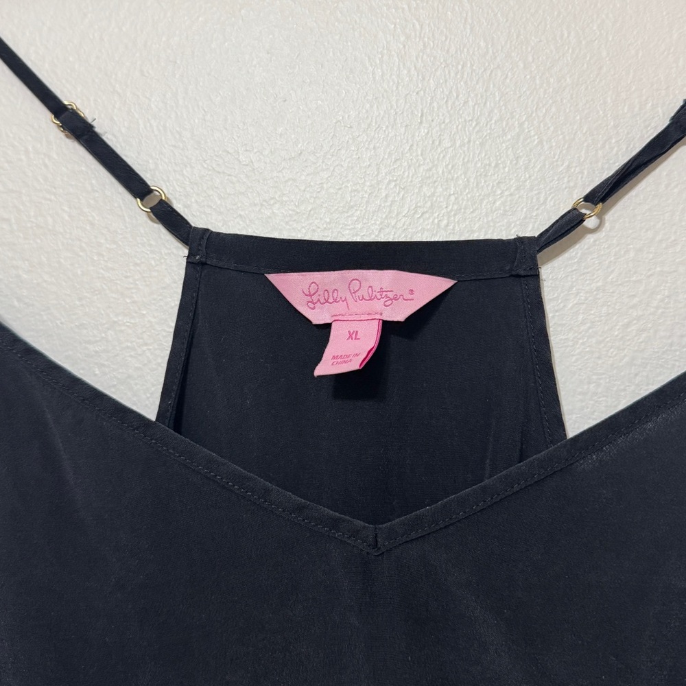 Lilly Pulitzer Silk Tank Top Size XL in Onyx Black - Picture 3 of 7